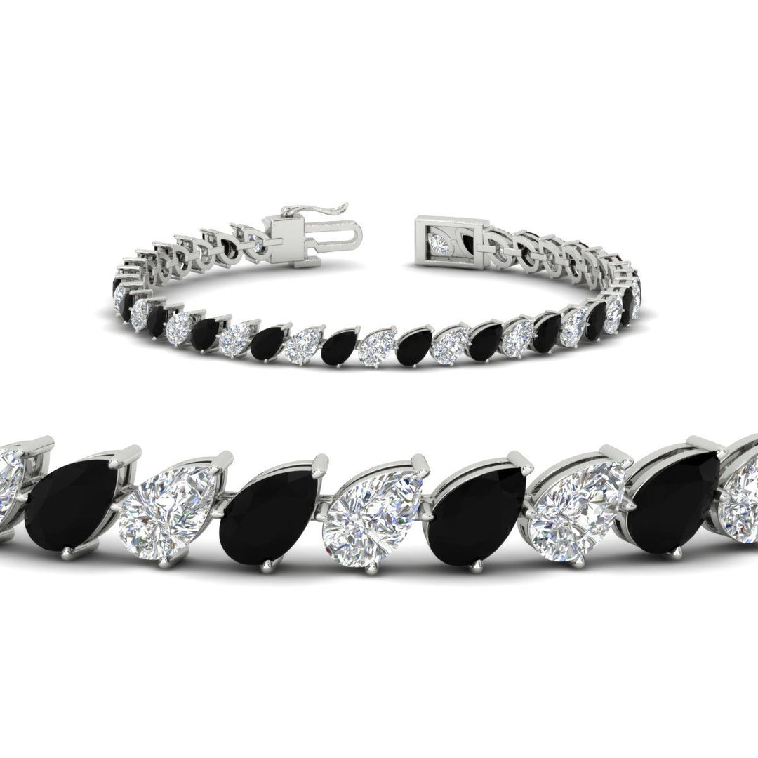 Leaning Pear Cut Diamond Tennis Bracelet