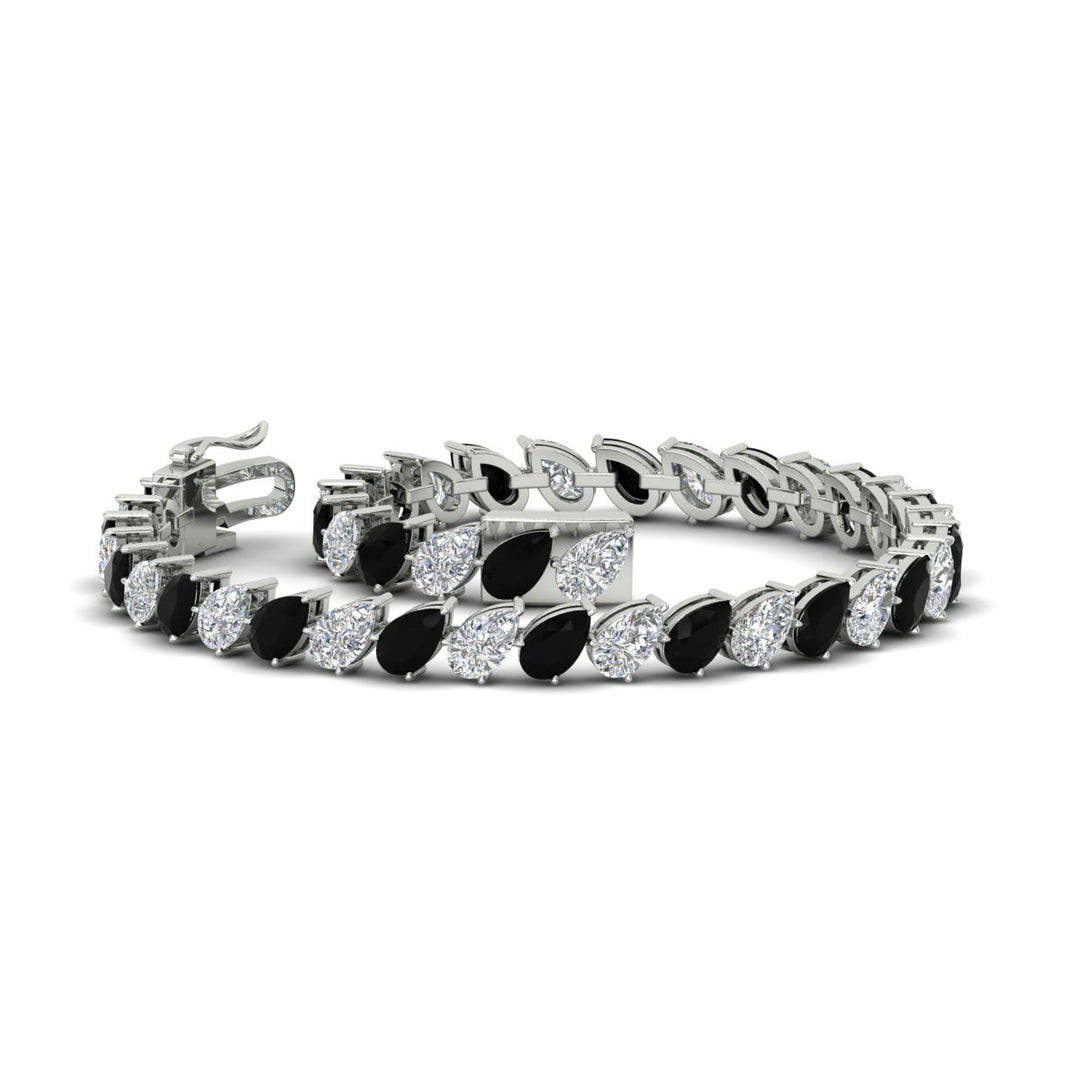 Leaning Pear Cut Diamond Tennis Bracelet