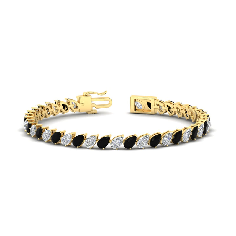 Leaning Pear Cut Diamond Tennis Bracelet