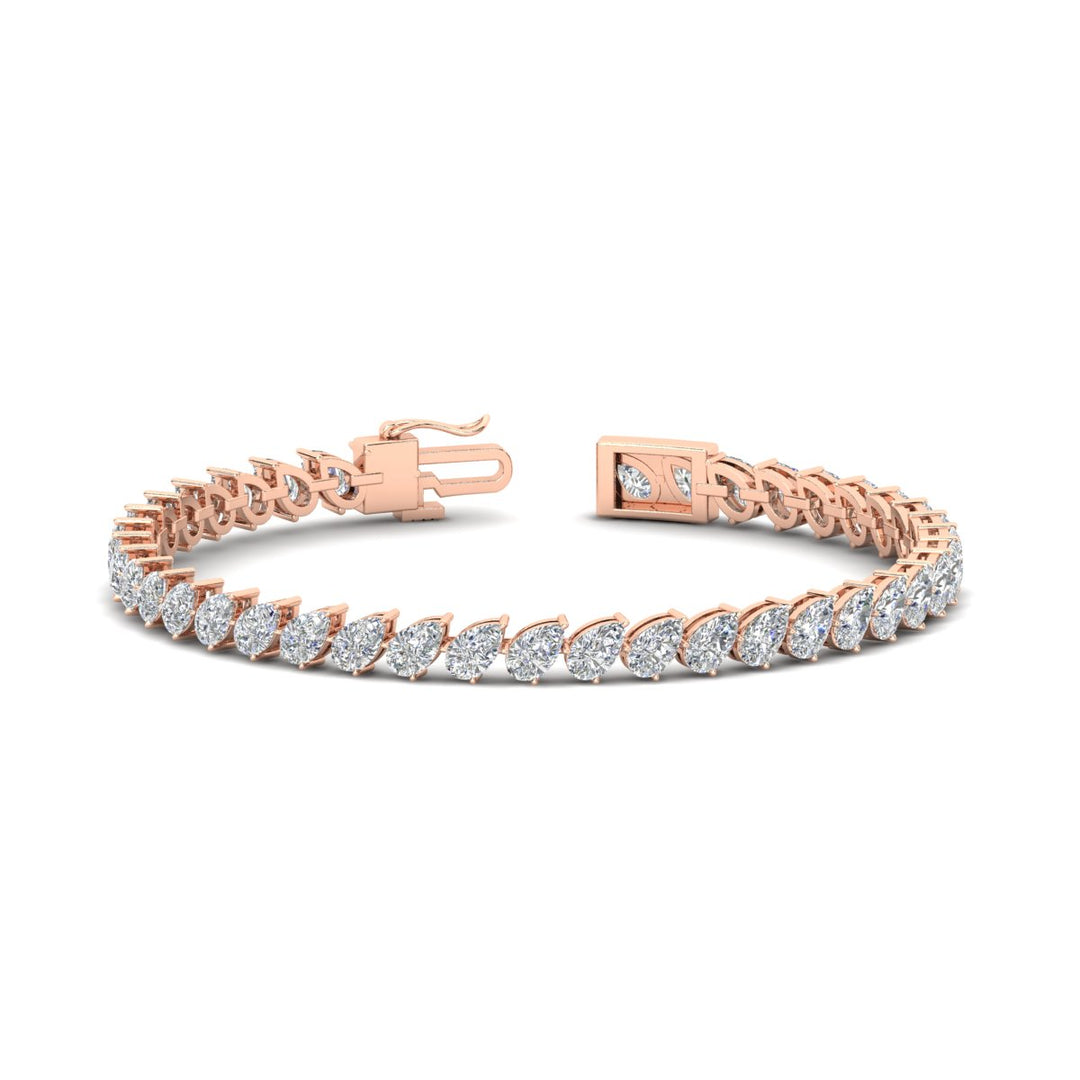 Leaning Pear Cut Diamond Tennis Bracelet