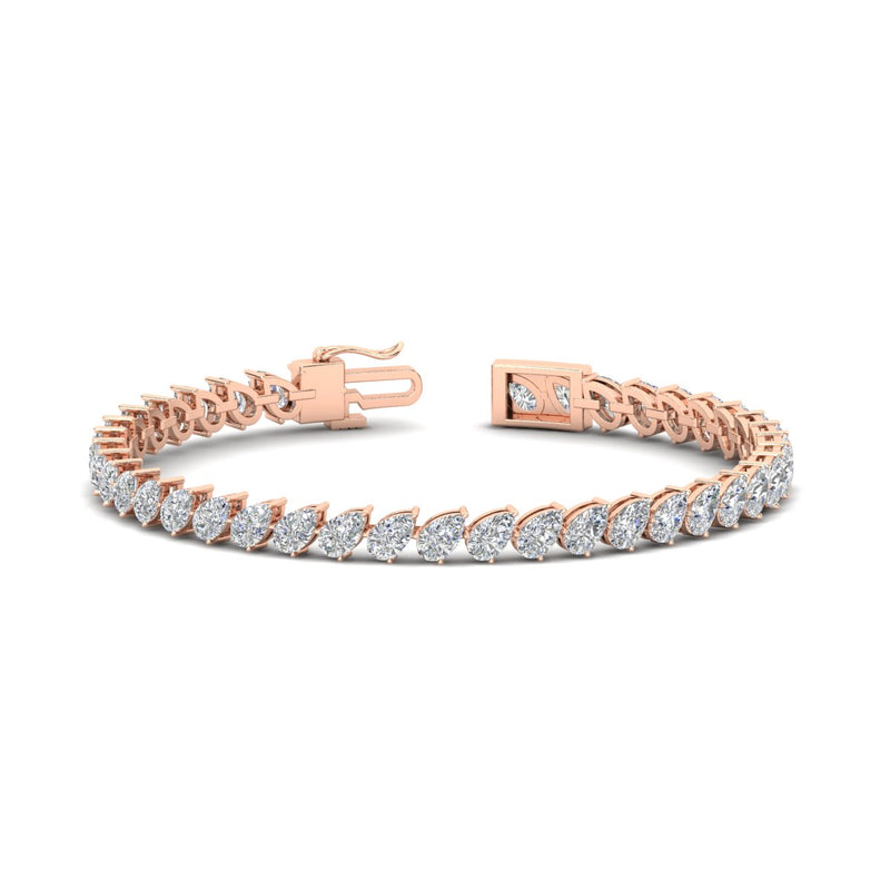 Leaning Pear Cut Diamond Tennis Bracelet