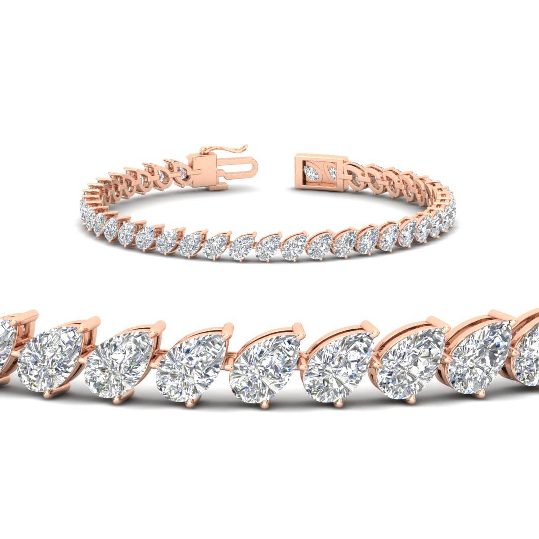 Leaning Pear Cut Diamond Tennis Bracelet