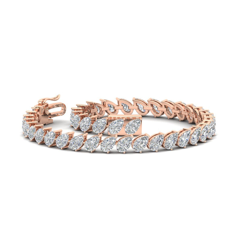 Leaning Pear Cut Diamond Tennis Bracelet