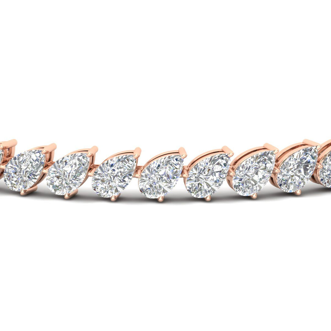 Leaning Pear Cut Diamond Tennis Bracelet