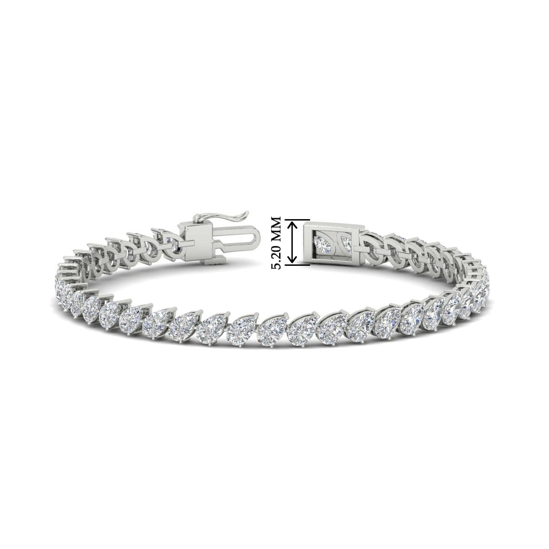 Leaning Pear Cut Diamond Tennis Bracelet