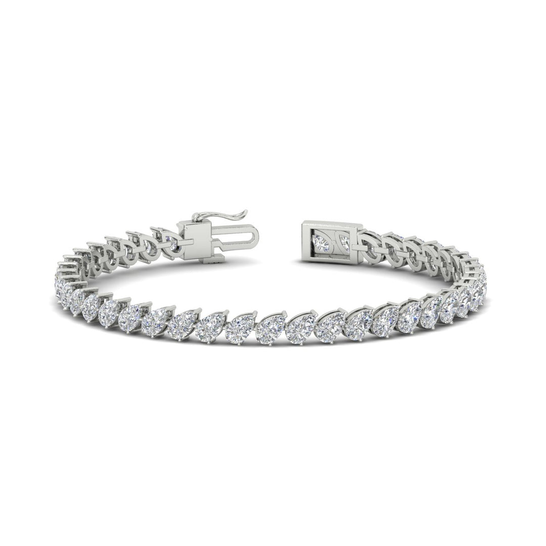 Leaning Pear Cut Diamond Tennis Bracelet