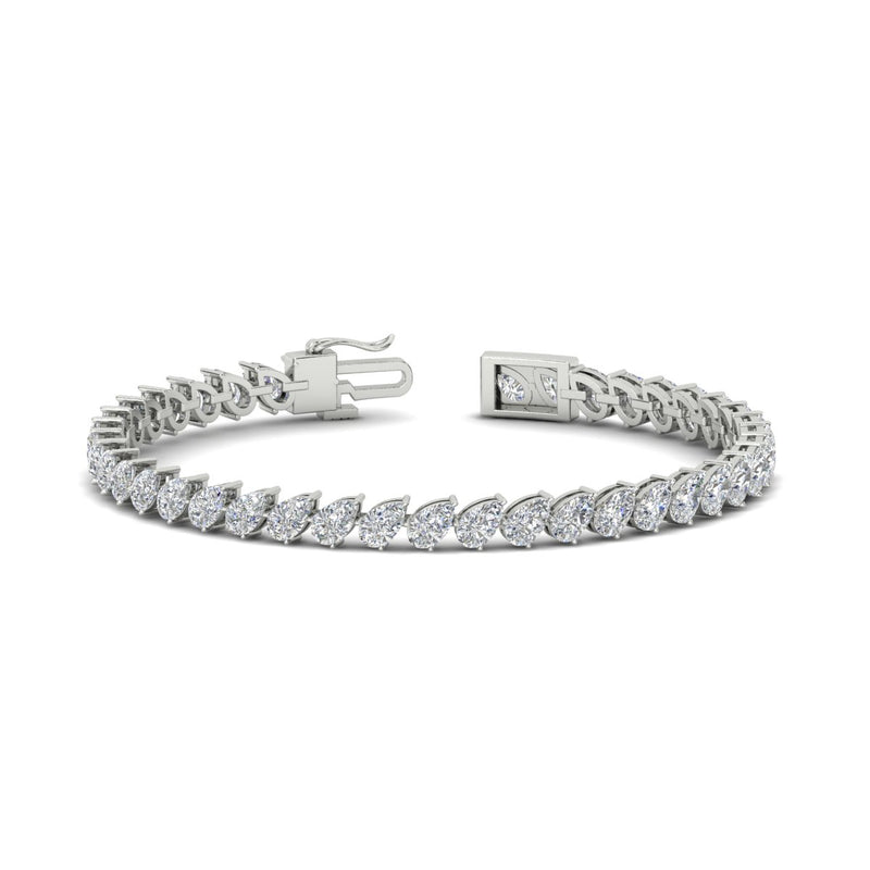 Leaning Pear Cut Diamond Tennis Bracelet