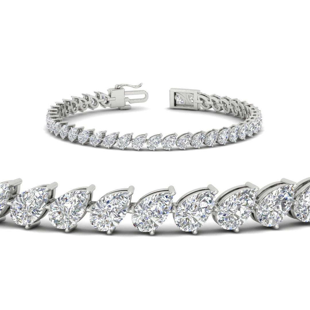 Leaning Pear Cut Diamond Tennis Bracelet