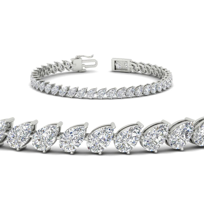 Leaning Pear Cut Diamond Tennis Bracelet
