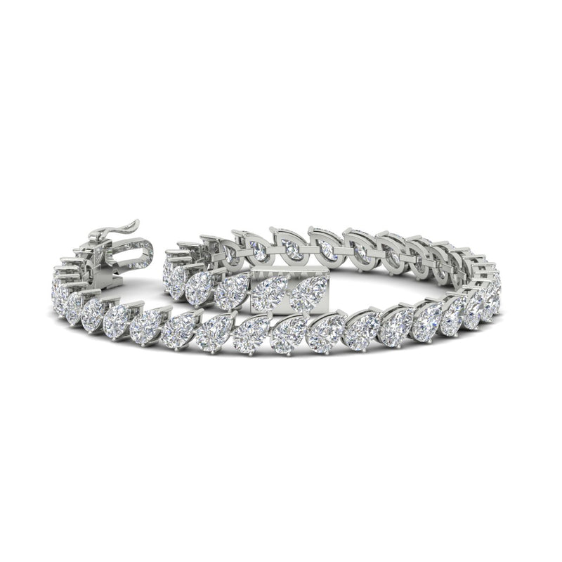 Leaning Pear Cut Diamond Tennis Bracelet
