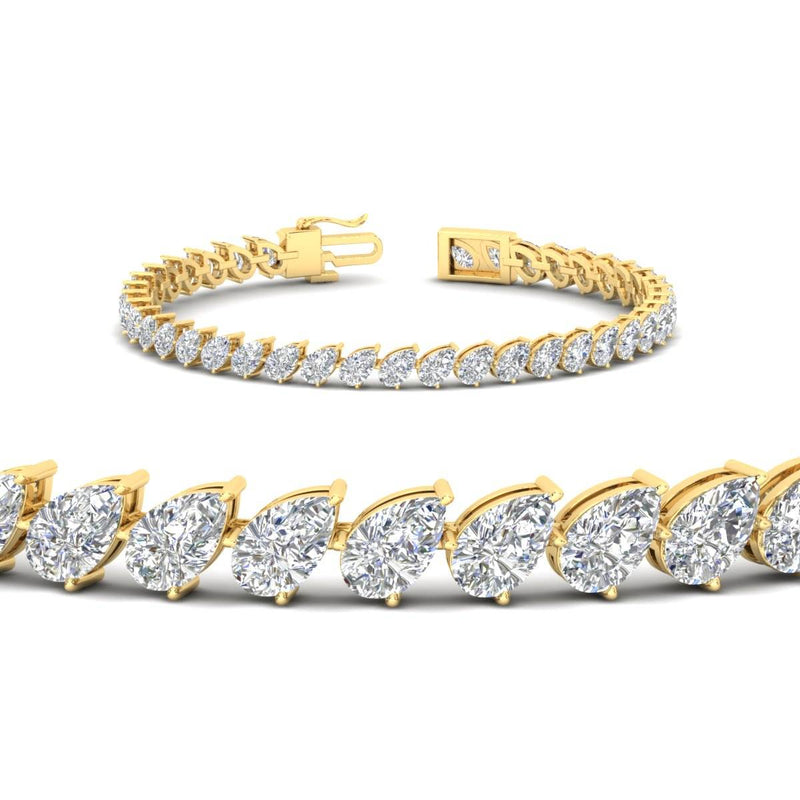 Leaning Pear Cut Diamond Tennis Bracelet