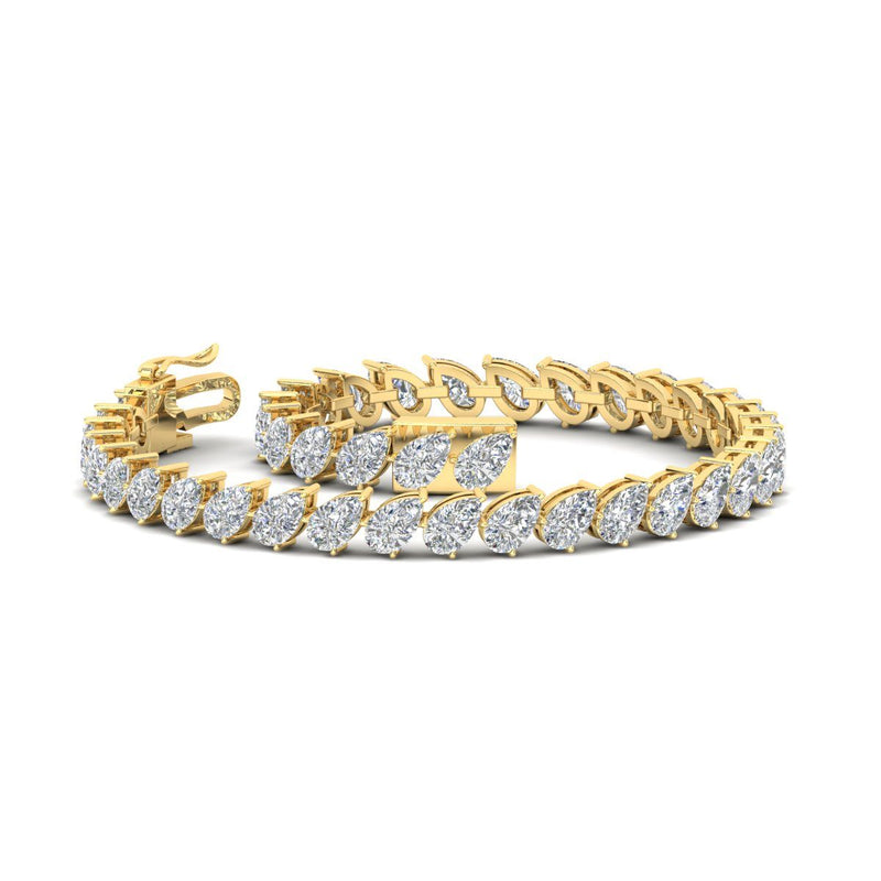 Leaning Pear Cut Diamond Tennis Bracelet