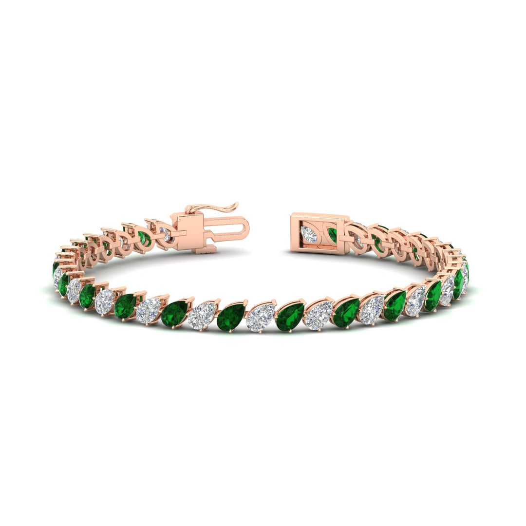 Leaning Pear Cut Diamond Tennis Bracelet
