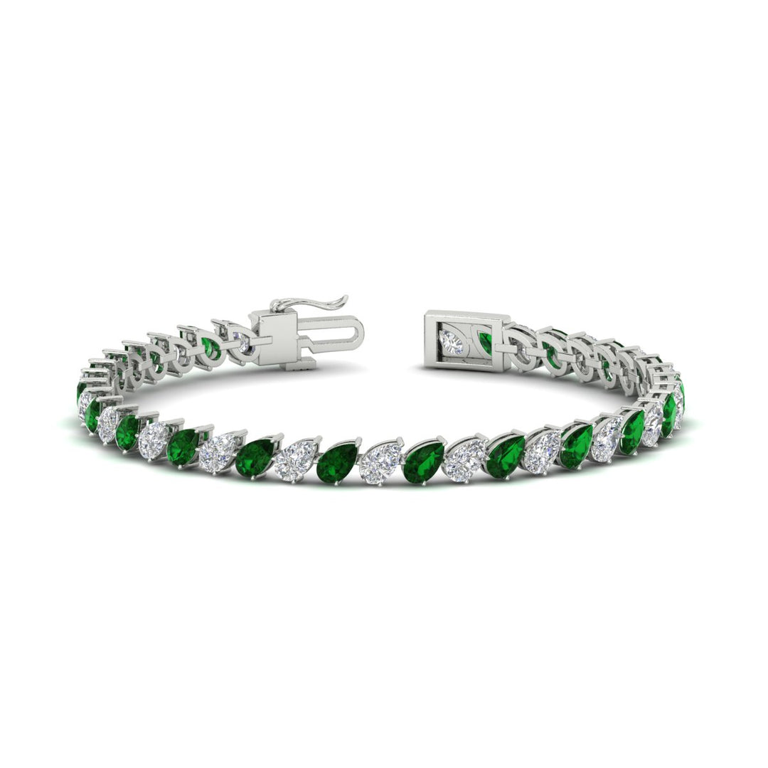 Leaning Pear Cut Diamond Tennis Bracelet