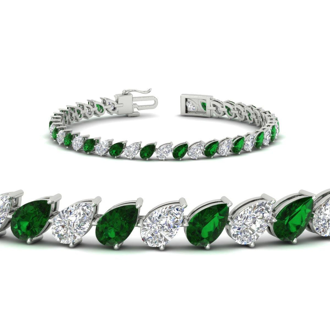 Leaning Pear Cut Diamond Tennis Bracelet