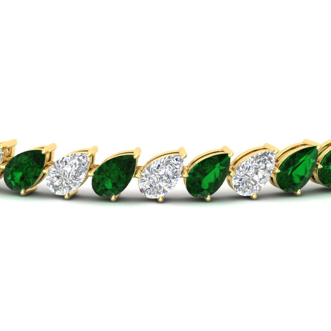 Leaning Pear Cut Diamond Tennis Bracelet