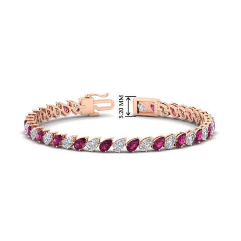 Leaning Pear Cut Diamond Tennis Bracelet