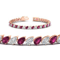 Thumbnail 42 - Leaning Pear Cut Diamond Tennis Bracelet