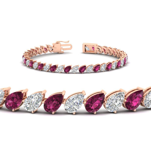 Leaning Pear Cut Diamond Tennis Bracelet