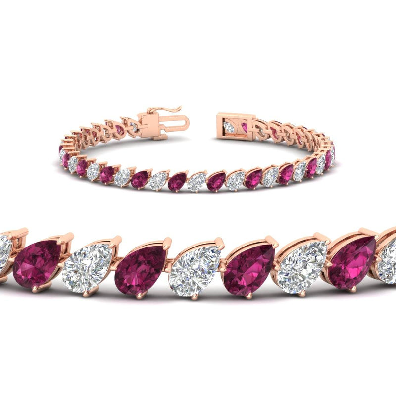 Leaning Pear Cut Diamond Tennis Bracelet