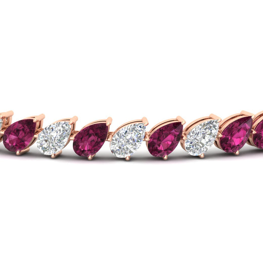 Leaning Pear Cut Diamond Tennis Bracelet