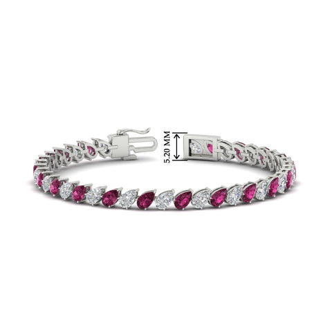 Leaning Pear Cut Diamond Tennis Bracelet