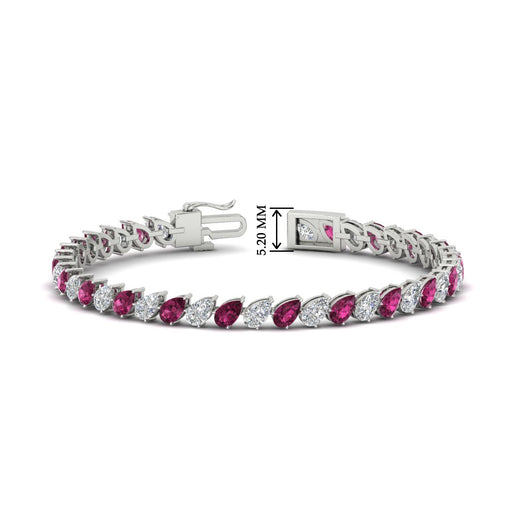 Leaning Pear Cut Diamond Tennis Bracelet
