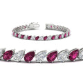 Thumbnail 37 - Leaning Pear Cut Diamond Tennis Bracelet