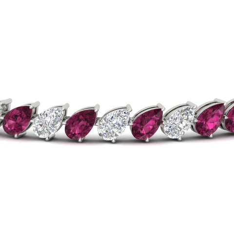 Leaning Pear Cut Diamond Tennis Bracelet
