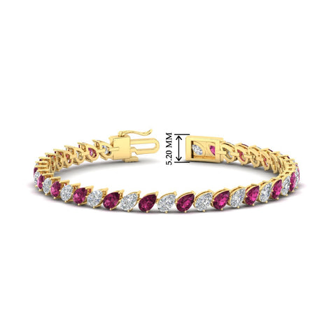 Leaning Pear Cut Diamond Tennis Bracelet