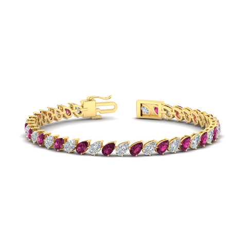 Leaning Pear Cut Diamond Tennis Bracelet