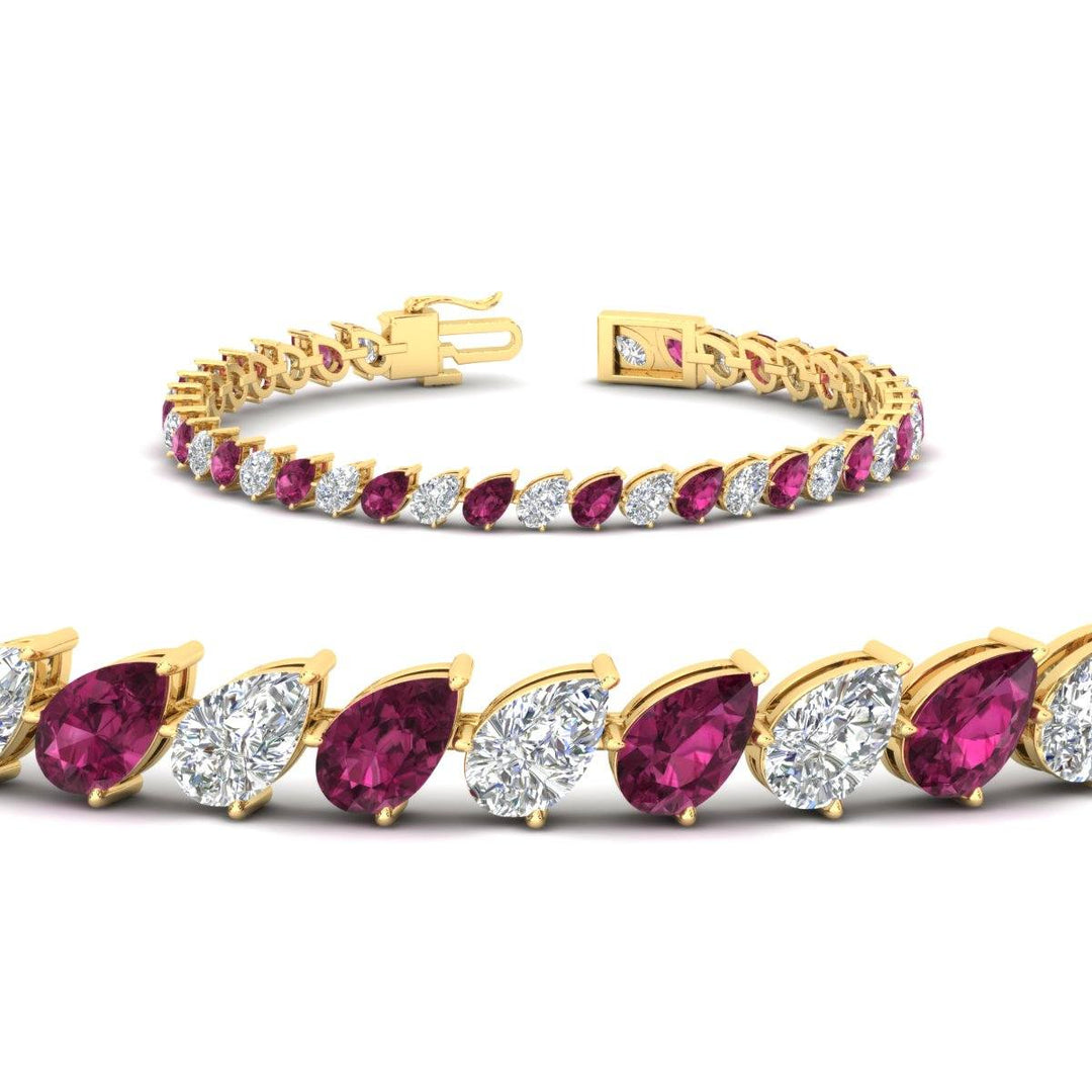 Leaning Pear Cut Diamond Tennis Bracelet