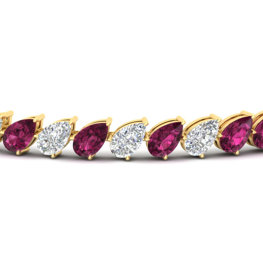 Leaning Pear Cut Diamond Tennis Bracelet