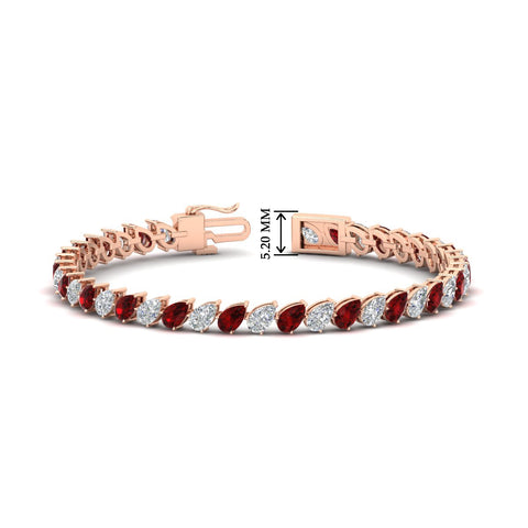 Leaning Pear Cut Diamond Tennis Bracelet