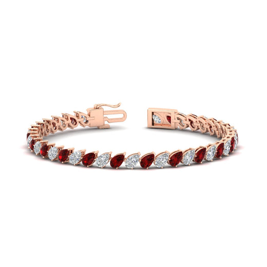 Leaning Pear Cut Diamond Tennis Bracelet