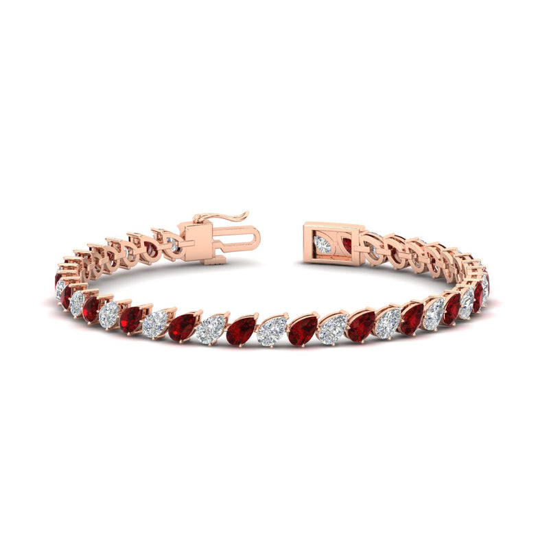 Leaning Pear Cut Diamond Tennis Bracelet