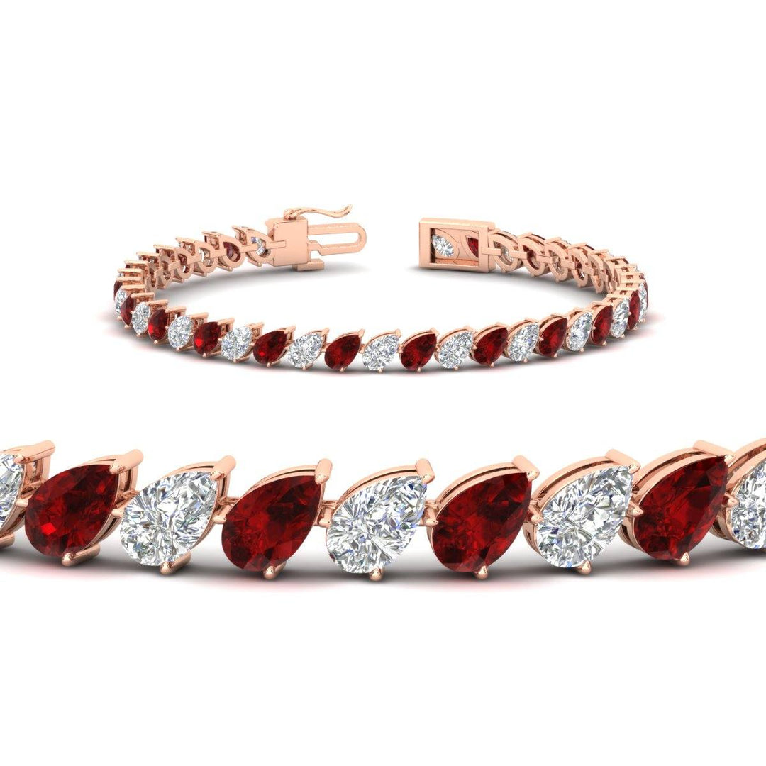 Leaning Pear Cut Diamond Tennis Bracelet