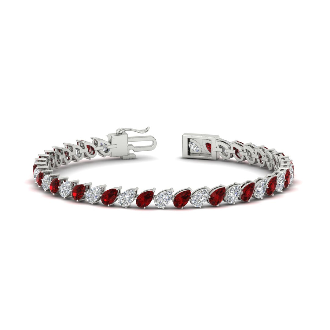 Leaning Pear Cut Diamond Tennis Bracelet