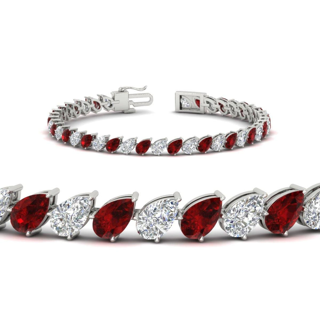 Leaning Pear Cut Diamond Tennis Bracelet