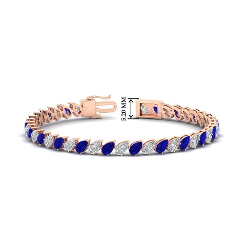 Leaning Pear Cut Diamond Tennis Bracelet
