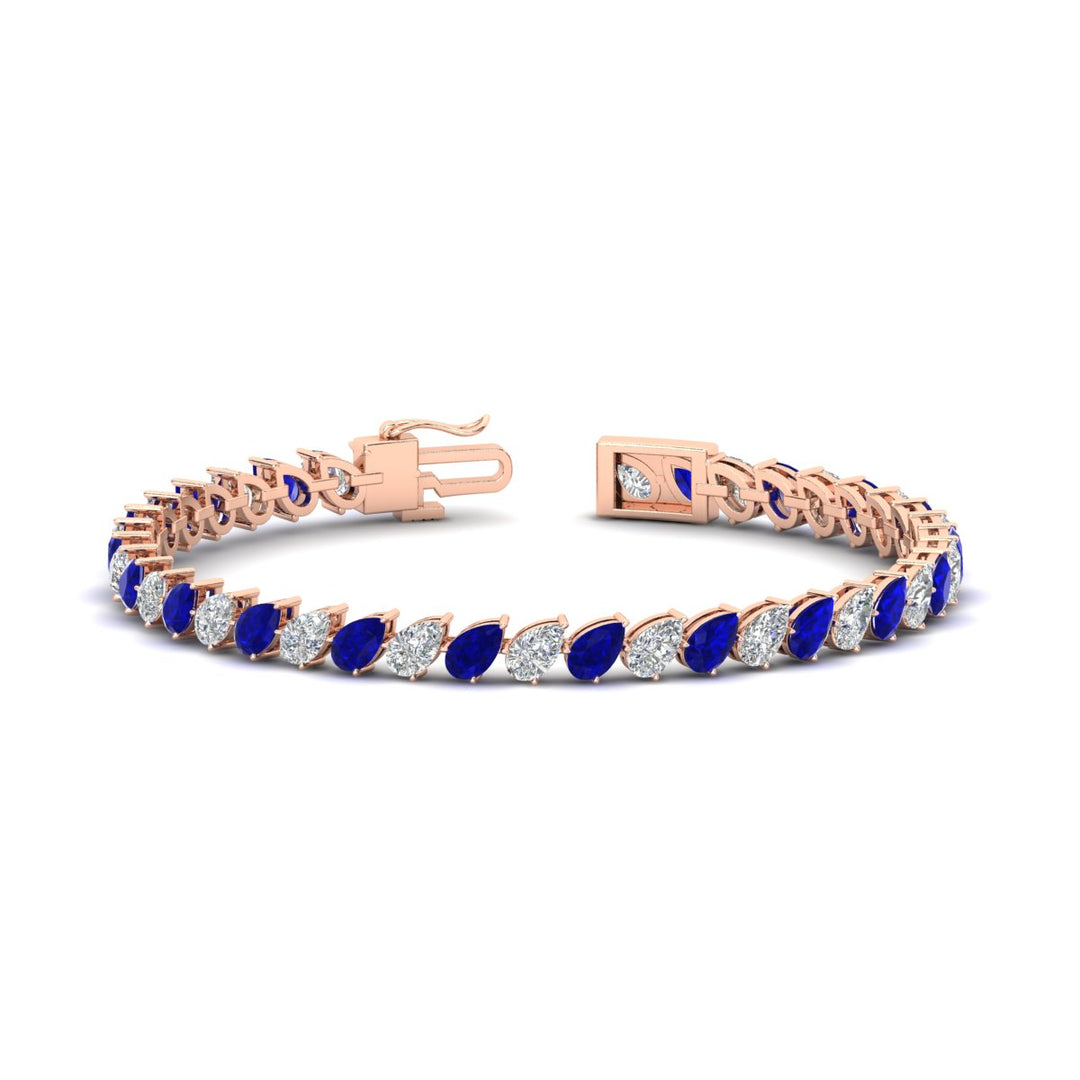 Leaning Pear Cut Diamond Tennis Bracelet