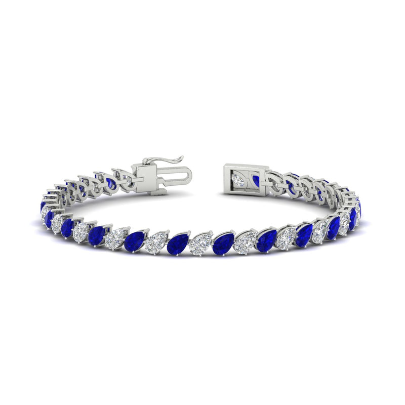Leaning Pear Cut Diamond Tennis Bracelet