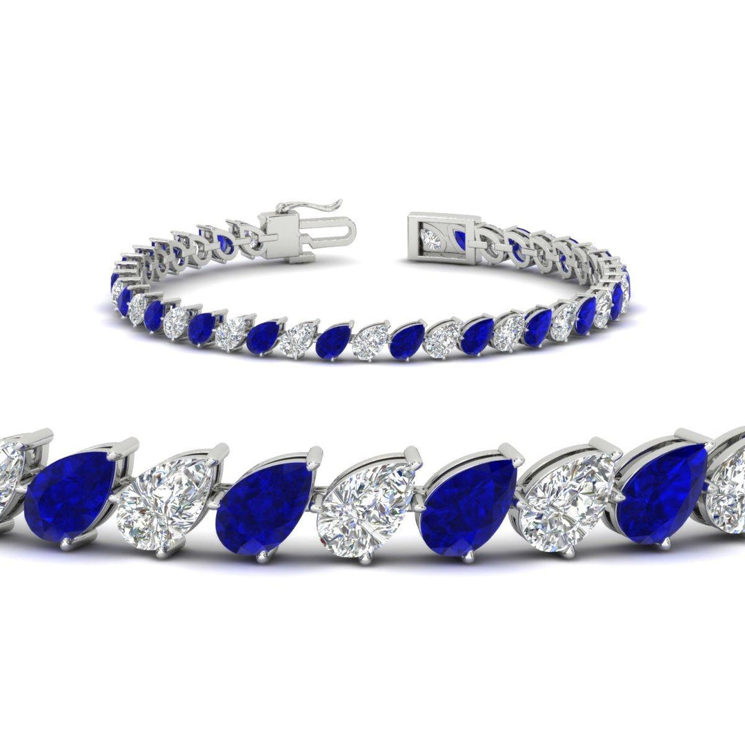Leaning Pear Cut Diamond Tennis Bracelet