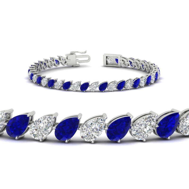 Leaning Pear Cut Diamond Tennis Bracelet