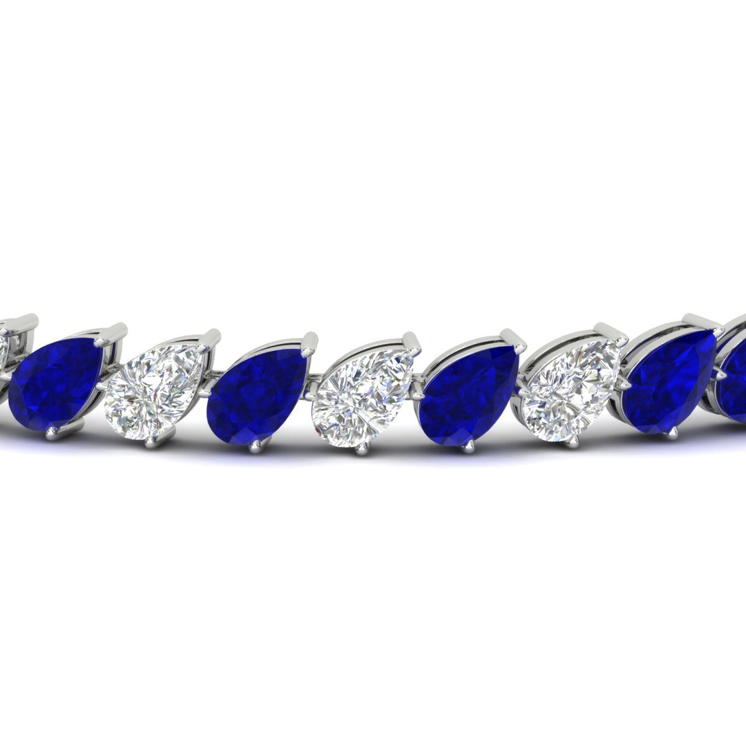Leaning Pear Cut Diamond Tennis Bracelet