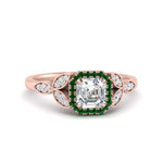 Load image into Gallery viewer, leaves-asscher-cut-halo-diamond-engagement-ring-with-emerald-in-rose-gold-FD9827ASRGEMGR-NL-RG.jpg?v=1770891167