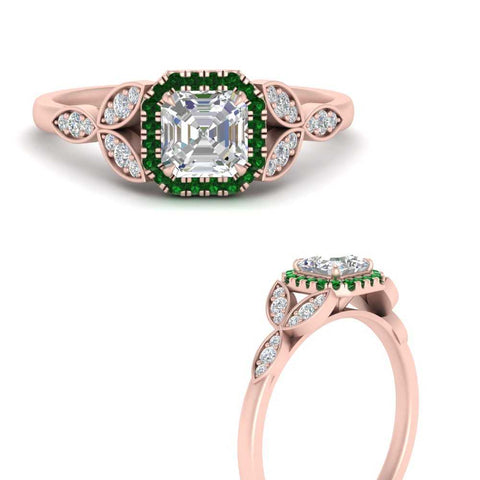 leaves-asscher-cut-halo-diamond-engagement-ring-with-emerald-in-rose-gold-FD9827ASRGEMGRANGLE3-NL-RG.jpg?v=1770891167