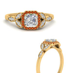 Load image into Gallery viewer, leaves-asscher-cut-halo-diamond-engagement-ring-with-orange-sapphire-in-yellow-gold-FD9827ASRGSAORANGLE3-NL-YG.jpg?v=1770891167