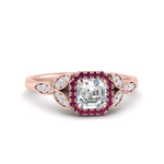 Load image into Gallery viewer, leaves-asscher-cut-halo-diamond-engagement-ring-with-pink-sapphire-in-rose-gold-FD9827ASRGSADRPI-NL-RG.jpg?v=1770891167