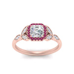 Load image into Gallery viewer, leaves-asscher-cut-halo-diamond-engagement-ring-with-pink-sapphire-in-rose-gold-FD9827ASRGSADRPIANGLE5-NL-RG.jpg?v=1770891167